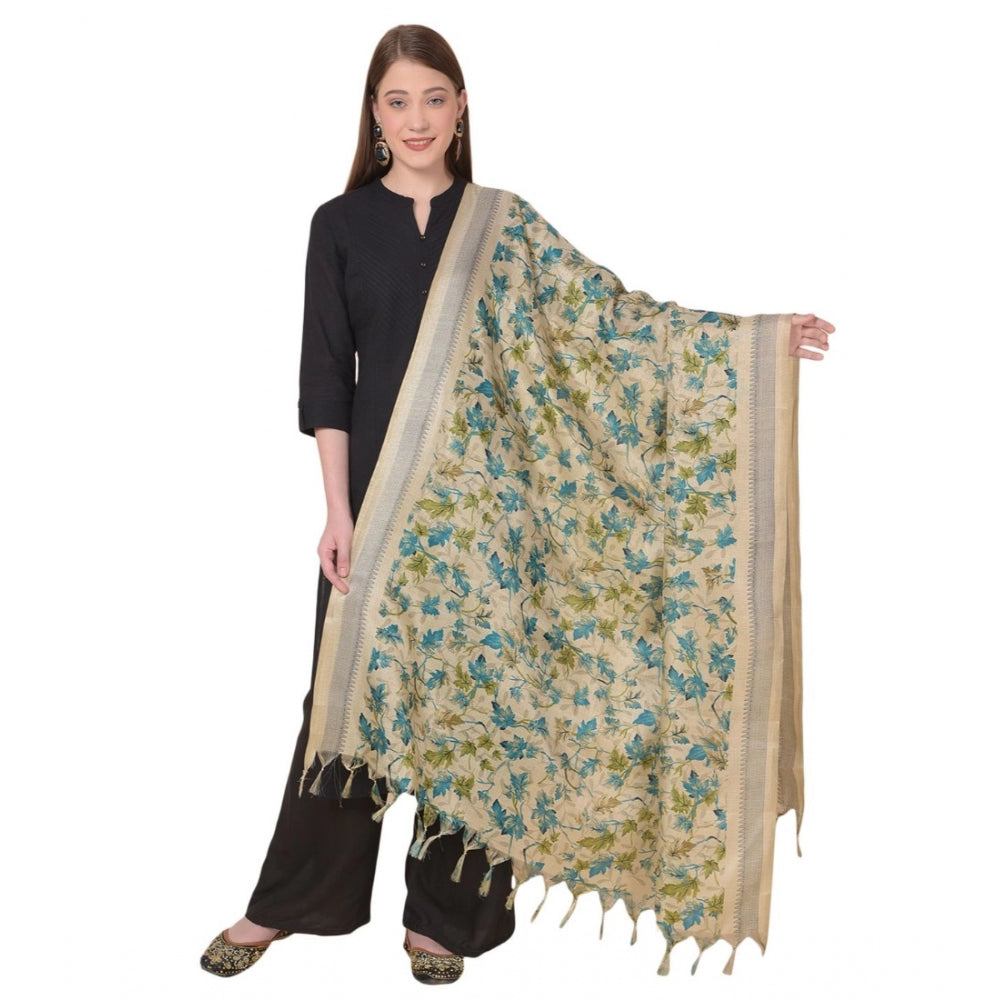 Generischer bedruckter Dupatta aus Kunstseide für Damen (Gold, Länge: 2,25 bis 2,50 m)