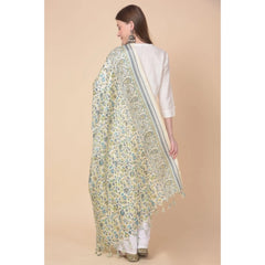 Generischer bedruckter Dupatta aus Kunstseide für Damen (Off-White, Länge: 2,25 bis 2,50 m)