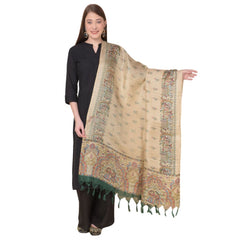 Generic Women's Art Silk Printed Dupatta (Gold, Length: 2.25 to 2.50 Mtr)