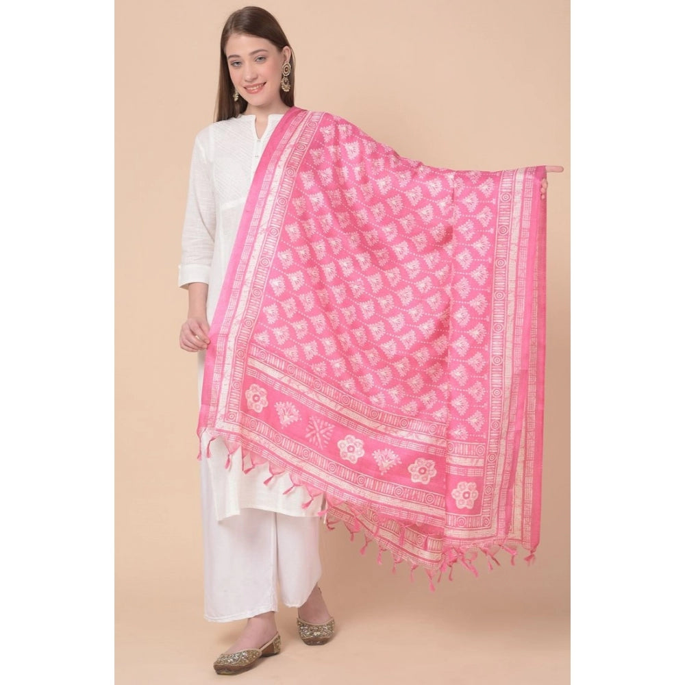 Generischer bedruckter Dupatta aus Kunstseide für Damen (Rosa, Länge: 2,25 bis 2,50 m)