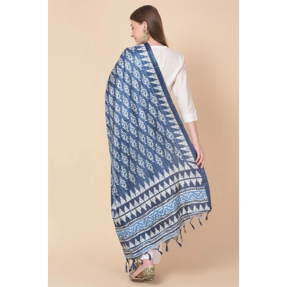 Generischer bedruckter Dupatta aus Kunstseide für Damen (blau, Länge: 2,25 bis 2,50 m)