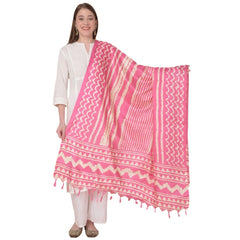 Generischer bedruckter Dupatta aus Kunstseide für Damen (Rosa, Länge: 2,25 bis 2,50 m)