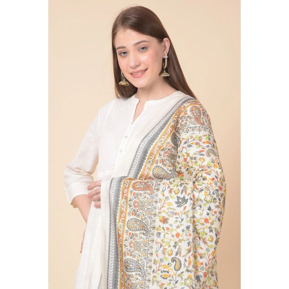 Generic Women's Art Silk Printed Dupatta (White, Length: 2.25 to 2.50 Mtr)