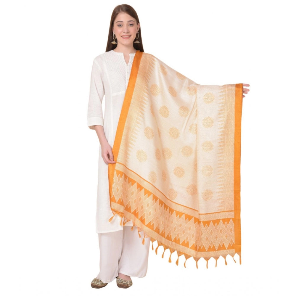 Generischer bedruckter Dupatta aus Kunstseide für Damen (Orange, Länge: 2,25 bis 2,50 m)