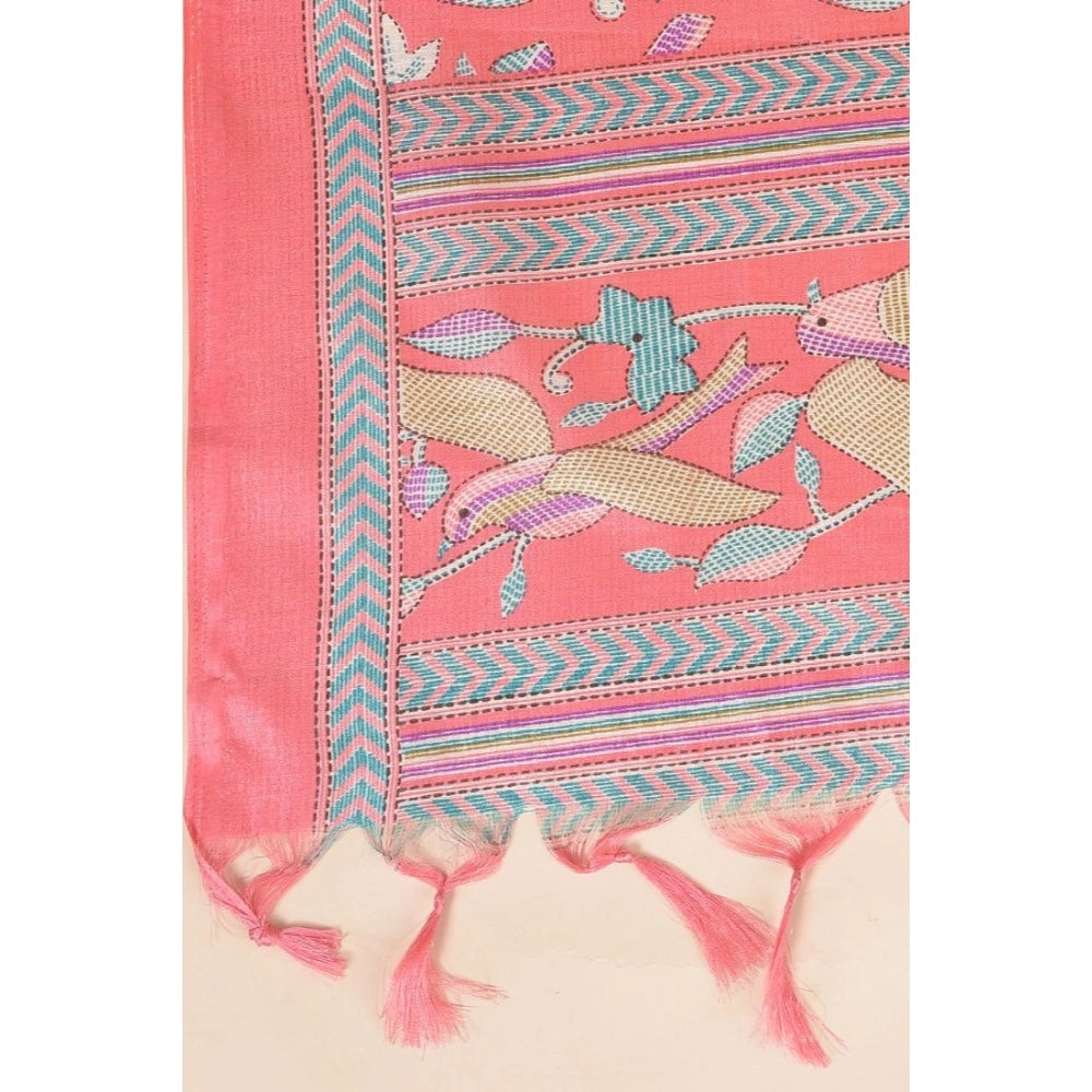 Generischer bedruckter Dupatta aus Kunstseide für Damen (Rosa, Länge: 2,25 bis 2,50 m)