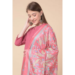 Generic Women's Art Silk Printed Dupatta (Pink, Length: 2.25 to 2.50 Mtr)