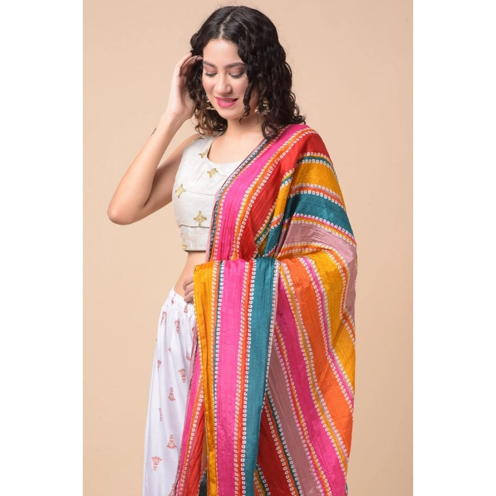 Generic Women's Chanderi Printed Dupatta (Multicolor, Length: 2.25 to 2.50 Mtr)