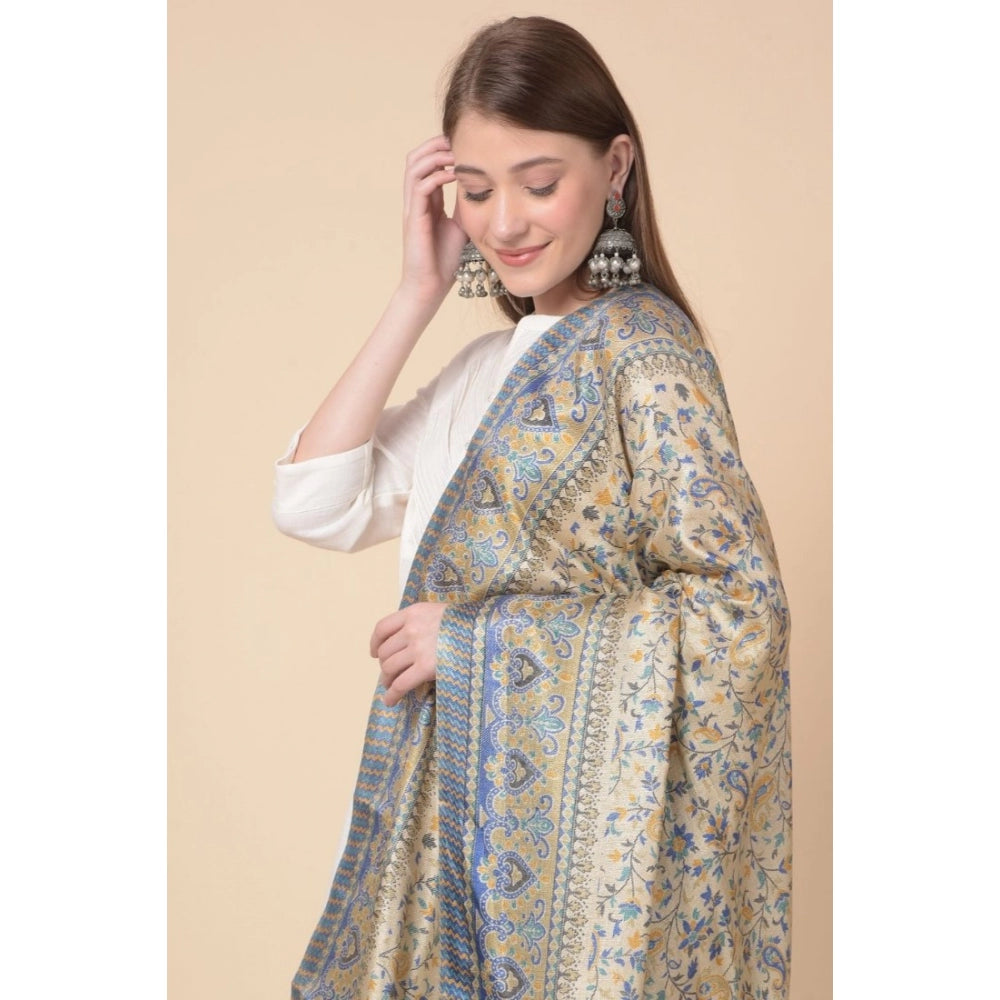 Generic Women's Art Silk Printed Dupatta (Grey, Length: 2.25 to 2.50 Mtr)