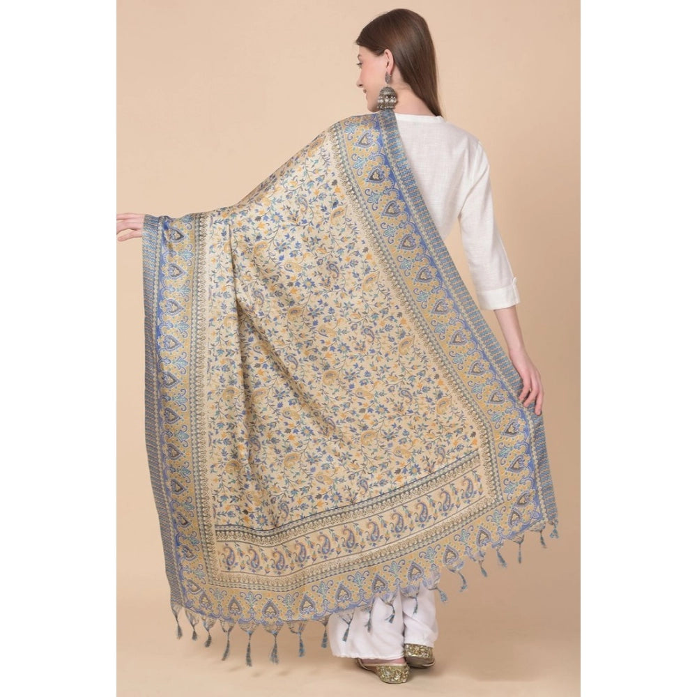 Generic Women's Art Silk Printed Dupatta (Grey, Length: 2.25 to 2.50 Mtr)