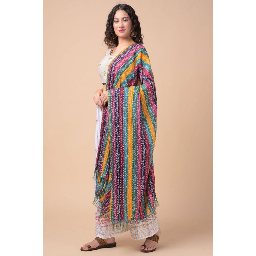 Generic Women's Chanderi Printed Dupatta (Multicolor, Length: 2.25 to 2.50 Mtr)