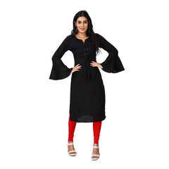 Generisches, lässiges Kurti aus Viskose und Rayon mit langen Ärmeln für Damen (schwarz)