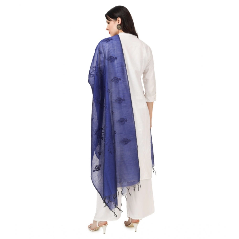 Generischer bestickter Dupatta aus Baumwolle für Damen (blau, Länge: 2,25 bis 2,50 m)