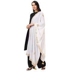 Generic Women's Velvet Gotta Patti Dupatta (White, Length: 2.25 to 2.50 Mtr)