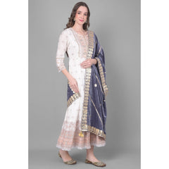 Generic Women's Velvet Gotta Patti Dupatta (Grey, Length: 2.25 to 2.50 Mtr)