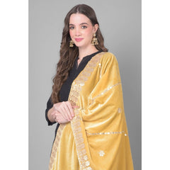 Generischer Gotta Patti Dupatta aus Samt für Damen (Gold, Länge: 2,25 bis 2,50 m)