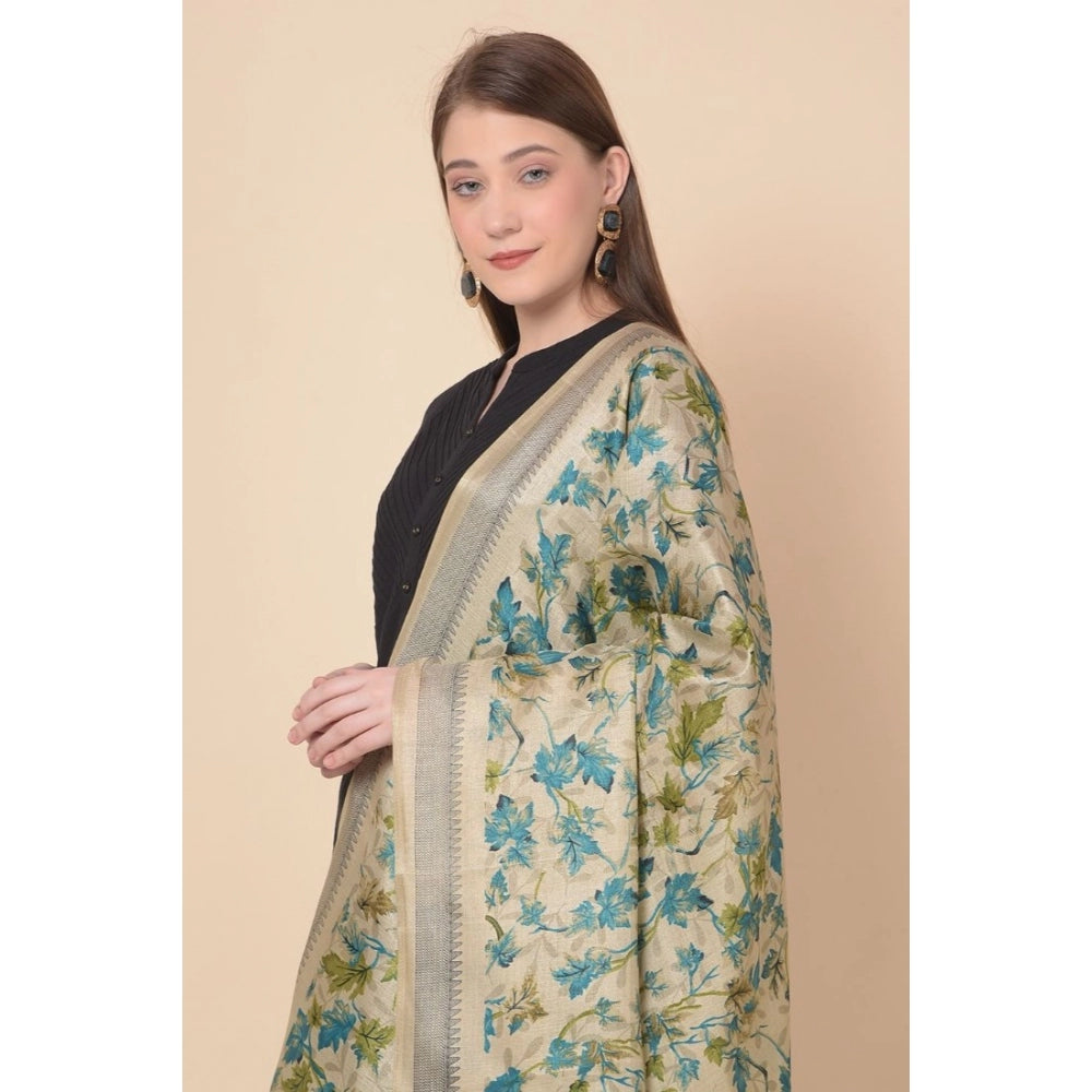 Generischer bedruckter Dupatta aus Kunstseide für Damen (Gold, Länge: 2,25 bis 2,50 m)