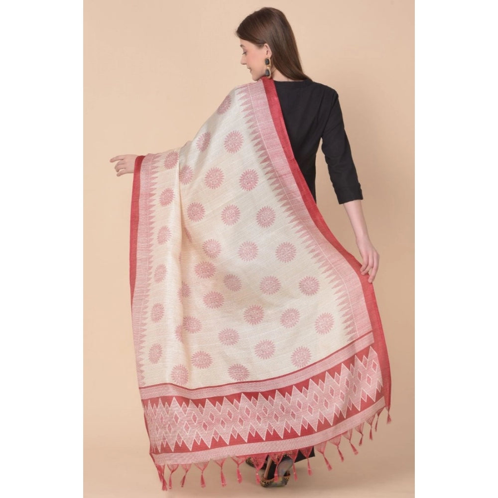 Generischer bedruckter Dupatta aus Kunstseide für Damen (Kastanienbraun, Länge: 2,25 bis 2,50 m)