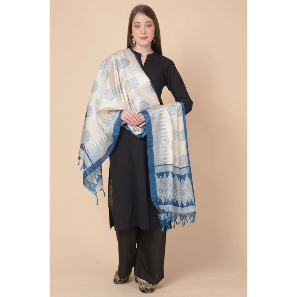 Generischer bedruckter Dupatta aus Kunstseide für Damen (Türkis, Länge: 2,25 bis 2,50 m)