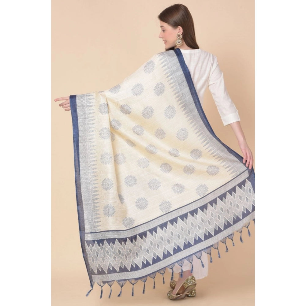 Generischer bedruckter Dupatta aus Kunstseide für Damen (blau, Länge: 2,25 bis 2,50 m)