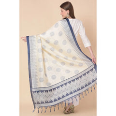 Generic Women's Art Silk Printed Dupatta (Blue, Length: 2.25 to 2.50 Mtr)