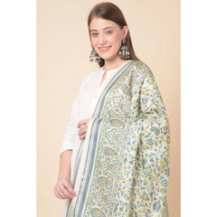 Generic Women's Art Silk Printed Dupatta (Off White, Length: 2.25 to 2.50 Mtr)