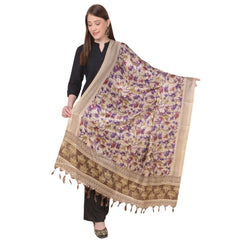 Generic Women's Art Silk Printed Dupatta (Gold, Length: 2.25 to 2.50 Mtr)