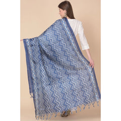 Generischer bedruckter Dupatta aus Kunstseide für Damen (blau, Länge: 2,25 bis 2,50 m)