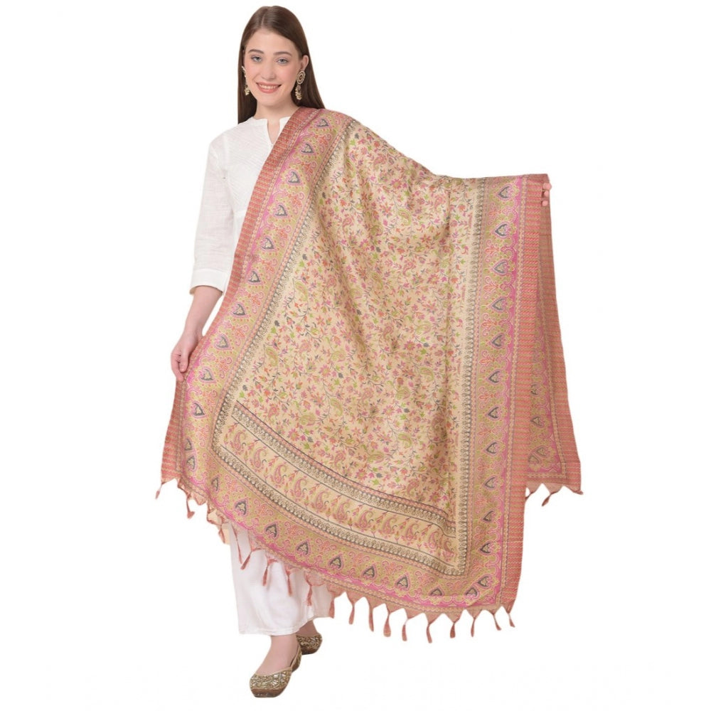 Generischer bedruckter Dupatta aus Kunstseide für Damen (Rosa, Länge: 2,25 bis 2,50 m)