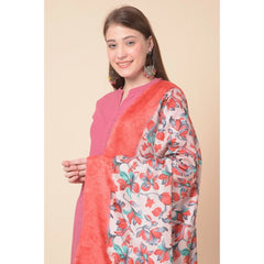 Generic Women's Art Silk Printed Dupatta (Red, Length: 2.25 to 2.50 Mtr)