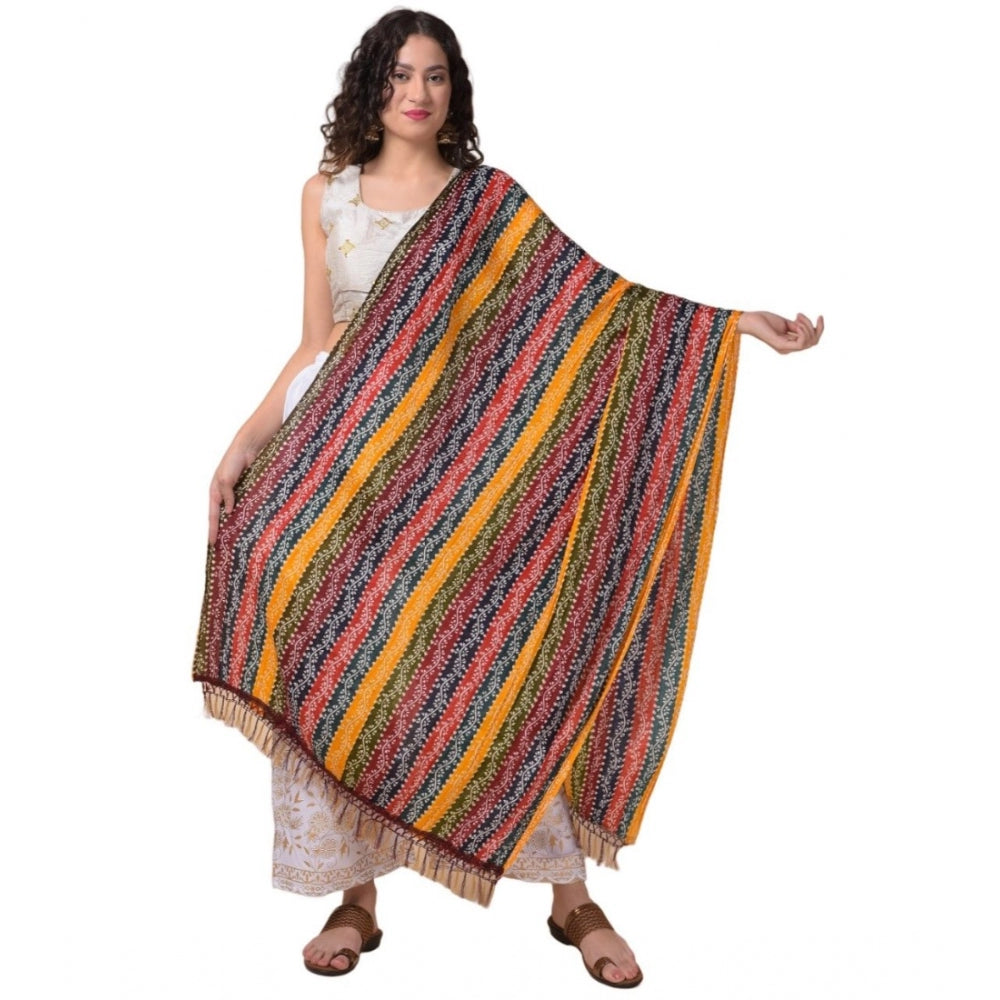 Generischer Chanderi-Dupatta mit Aufdruck für Damen (mehrfarbig, Länge: 2,25 bis 2,50 m)