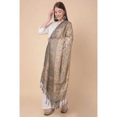 Generic Women's Art Silk Printed Dupatta (Light Brown, Length: 2.25 to 2.50 Mtr)