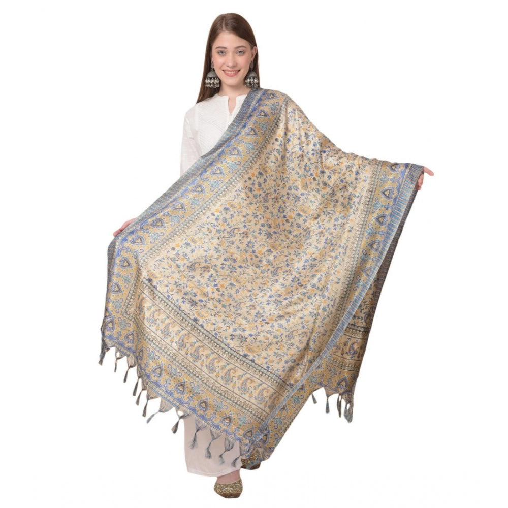 Generischer bedruckter Dupatta aus Kunstseide für Damen (Grau, Länge: 2,25 bis 2,50 m)