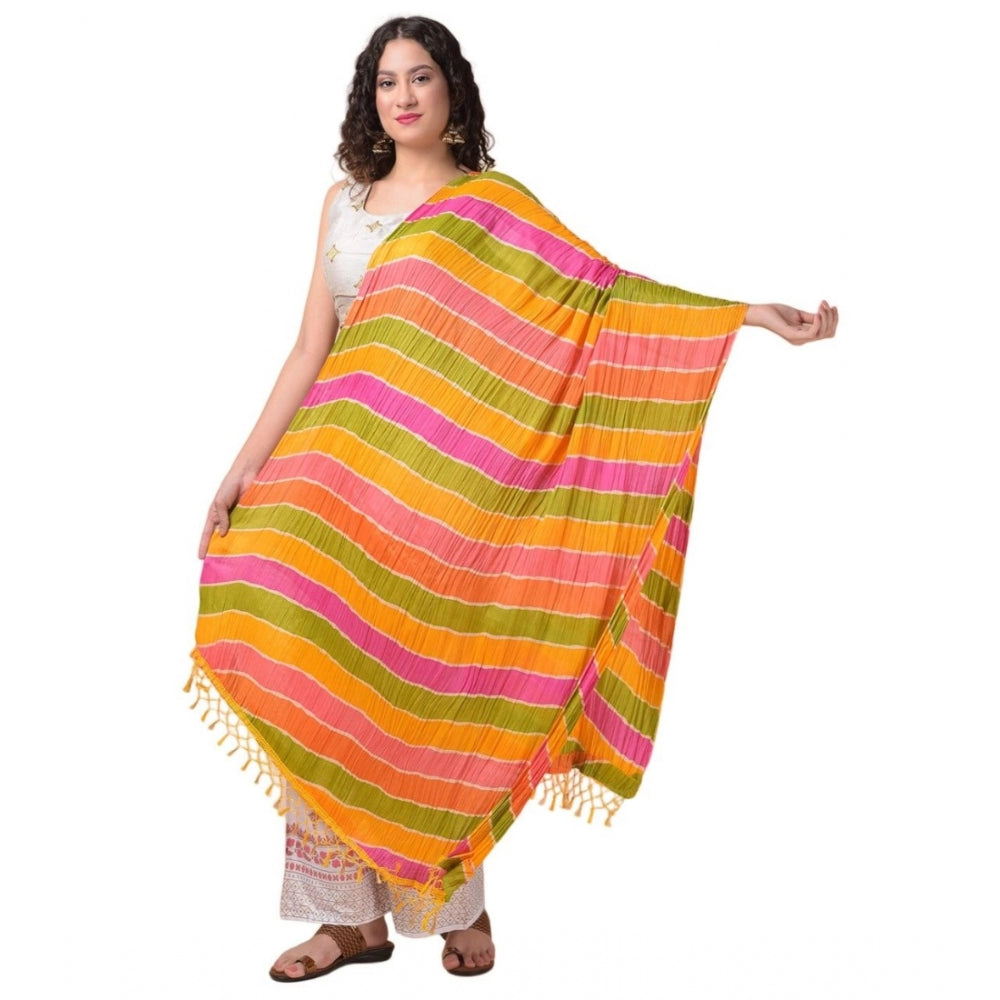 Generischer Chanderi-Dupatta mit Aufdruck für Damen (mehrfarbig, Länge: 2,25 bis 2,50 m)