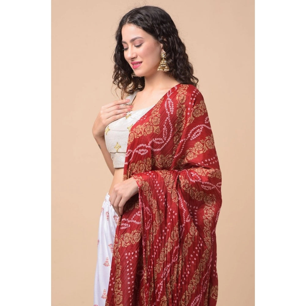 Generischer Chanderi-Dupatta mit Aufdruck für Damen (mehrfarbig, Länge: 2,25 bis 2,50 m)