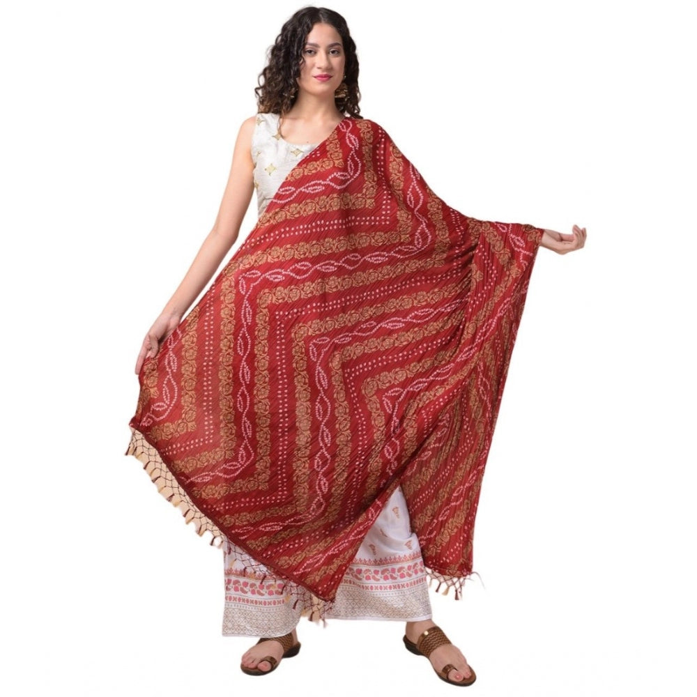 Generischer Chanderi-Dupatta mit Aufdruck für Damen (mehrfarbig, Länge: 2,25 bis 2,50 m)