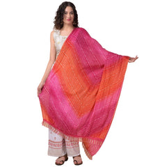 Generischer Chanderi-Dupatta mit Aufdruck für Damen (mehrfarbig, Länge: 2,25 bis 2,50 m)