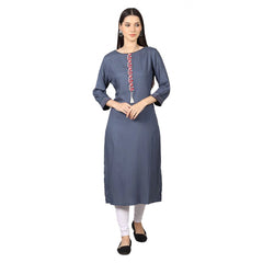 Generisches Damen-Kurti mit 3/4-Ärmeln, bedruckt, aus Viskose und Rayon (Grau)