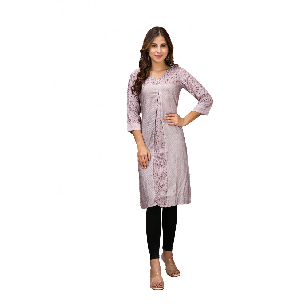 Generisches Damen-Kurti mit 3/4-Ärmeln, bedruckt, aus Viskose und Rayon (Grau)