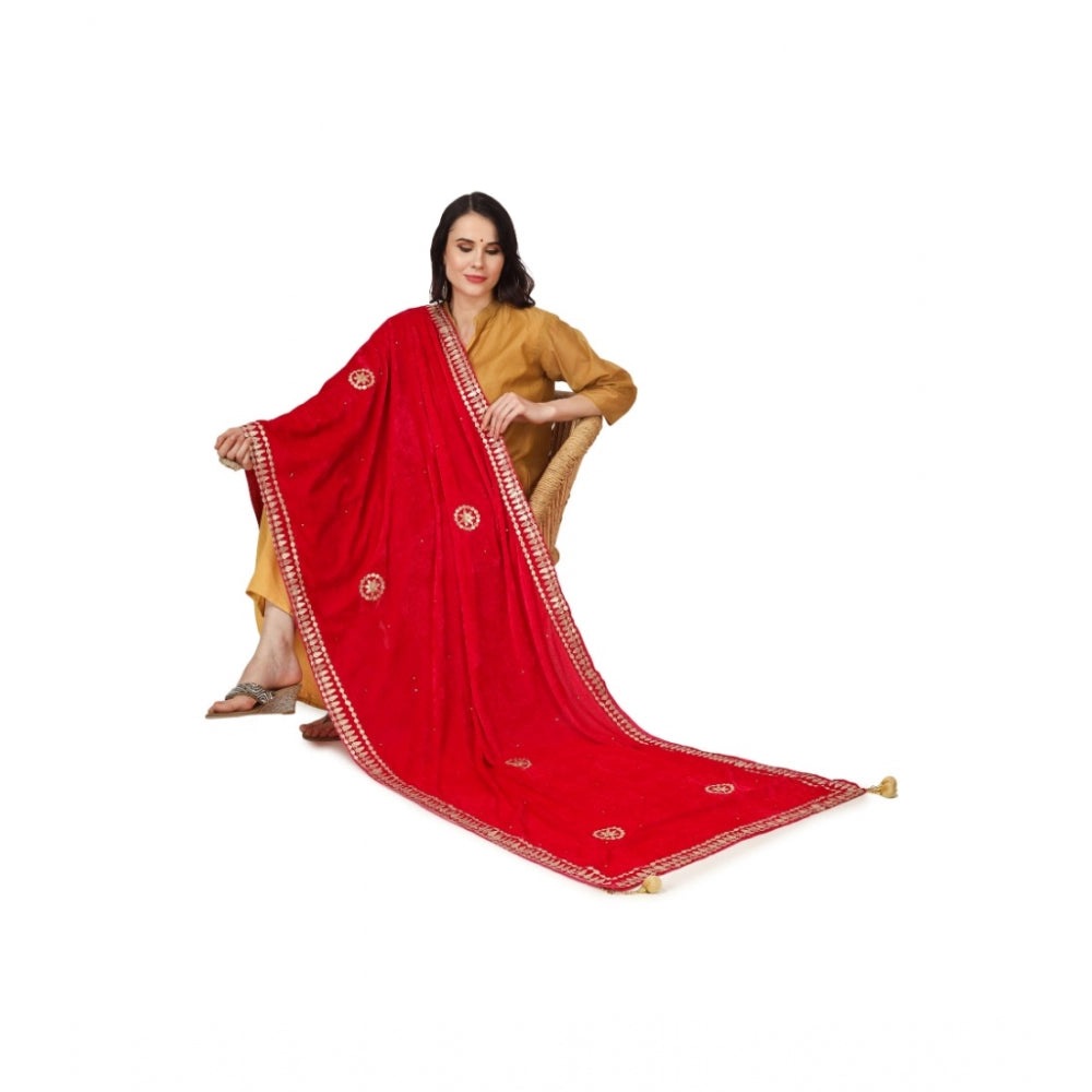 Generischer Gotta Patti Dupatta aus Samt für Damen (Rosa, Länge: 2,25 bis 2,50 m)