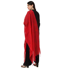 Generischer bestickter Dupatta aus Baumwolle für Damen (Rot, Länge: 2,25 bis 2,50 m)