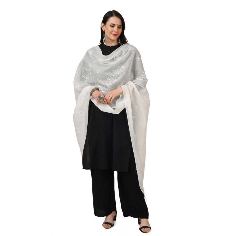 Generischer bestickter Dupatta aus Baumwolle für Damen (weiß, Länge: 2,25 bis 2,50 m)