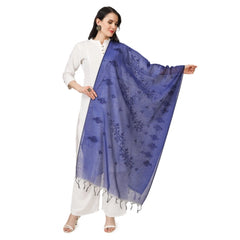 Generischer bestickter Dupatta aus Baumwolle für Damen (blau, Länge: 2,25 bis 2,50 m)