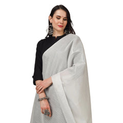 Generic Women's Chanderi Solid Dupatta (White, Length: 2.25 to 2.50 Mtr)