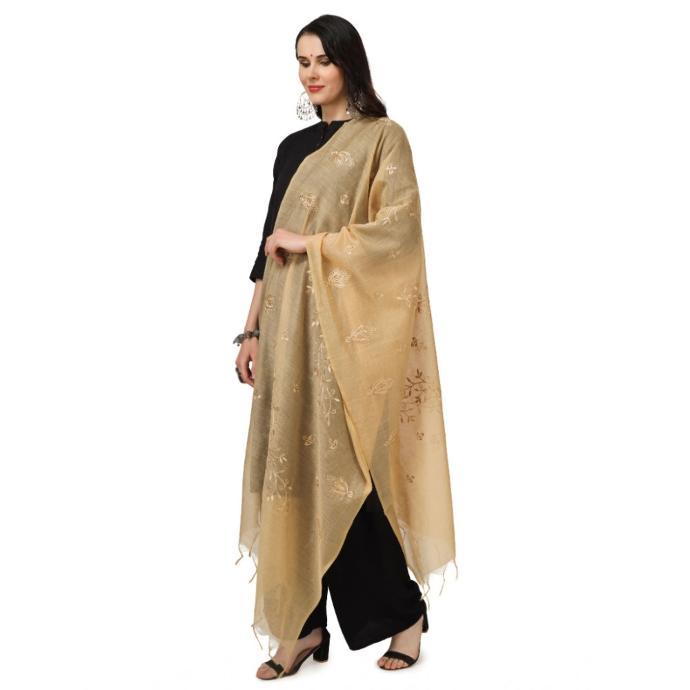 Generischer bestickter Dupatta aus Baumwolle für Damen (Gold, Länge: 2,25 bis 2,50 m)