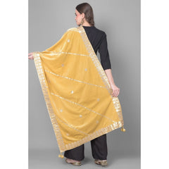 Generischer Gotta Patti Dupatta aus Samt für Damen (Gold, Länge: 2,25 bis 2,50 m)