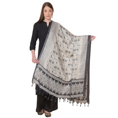 Generischer bedruckter Dupatta aus Kunstseide für Damen (Schwarz, Länge: 2,25 bis 2,50 m)