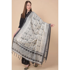 Generic Women's Art Silk Printed Dupatta (Black, Length: 2.25 to 2.50 Mtr)