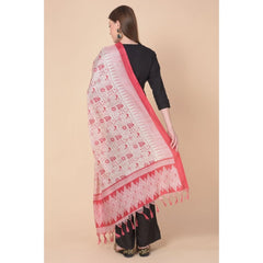 Generic Women's Art Silk Printed Dupatta (Red, Length: 2.25 to 2.50 Mtr)