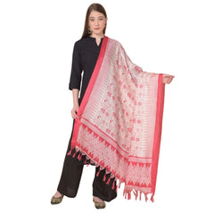 Generic Women's Art Silk Printed Dupatta (Red, Length: 2.25 to 2.50 Mtr)