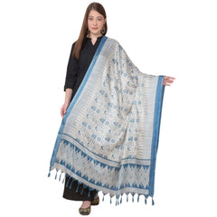 Generischer bedruckter Dupatta aus Kunstseide für Damen (Türkis, Länge: 2,25 bis 2,50 m)